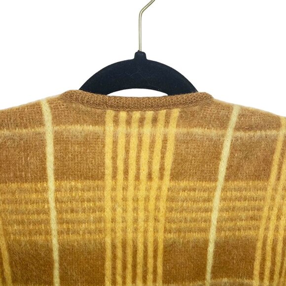 VINTAGE Arena 1960's Mohair Plaid Eclectic Grandpa V Neck Sweater - Picture 4 of 7